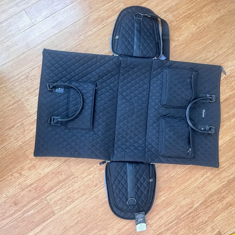 Modoker‎ Convertible Garment Garment to Duffle Bag Quilted Black Travel Luggage